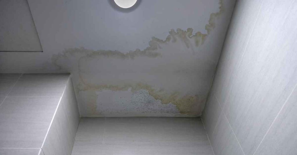Water stain on ceiling roof leak repair